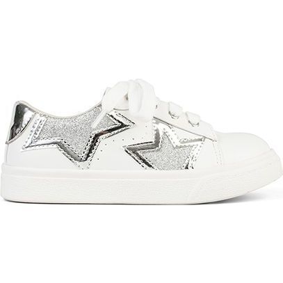 Miss Harper Lace Up Sneaker, Silver & White - Sneakers - 1
