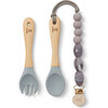 DISCONTINUED Pewter Feeding Set + Clip - Tabletop - 1 - thumbnail