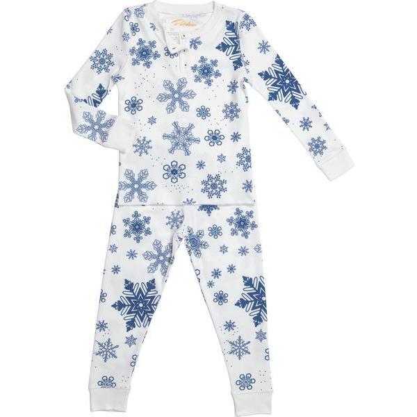 Snowflakes Long Pajamas, Midnight Blue - Pajamas - 1