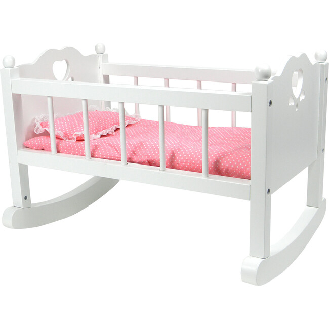 16" Doll High End Baby Cradle, White - Doll Accessories - 1