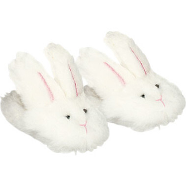 18'' Doll Bunny Slippers, White