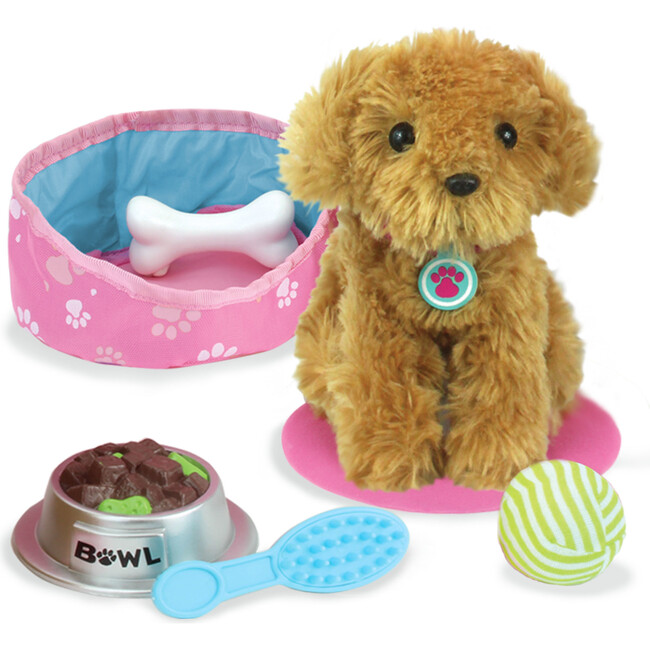 18'' Doll Puppy Dog & Accessories Set, Pink - Doll Accessories - 1