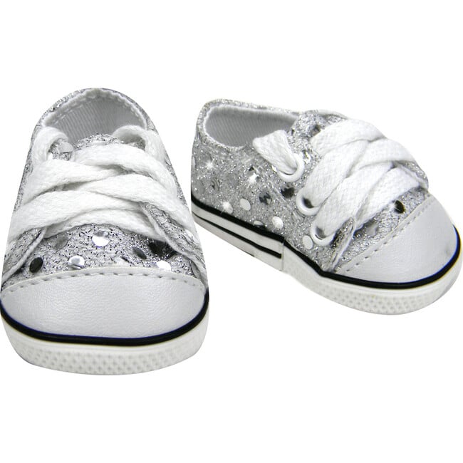 18'' Doll Sequin Sneakers, Silver - Doll Accessories - 3