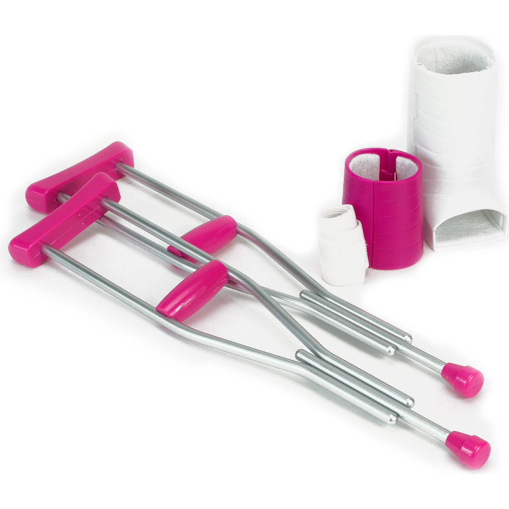 18'' Doll Crutches, Arm Cast, Leg Cast & Bandage, Sliver - Doll Accessories - 1