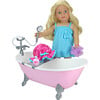 18'' Doll Light Pink Bath Tub with White Lining & Accessories, Light Pink and Blue - Doll Accessories - 2