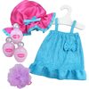 18'' Doll Light Pink Bath Tub with White Lining & Accessories, Light Pink and Blue - Doll Accessories - 3