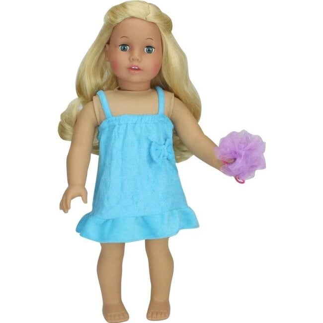 18'' Doll Light Pink Bath Tub with White Lining & Accessories, Light Pink and Blue - Doll Accessories - 4