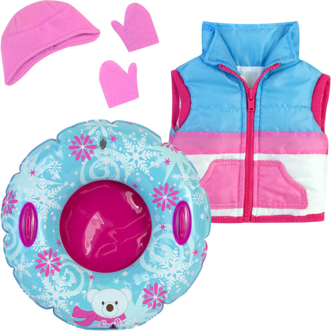 18'' Doll Winter Vest, Hat, Mittens & Winter Inner Tube Set, Pink