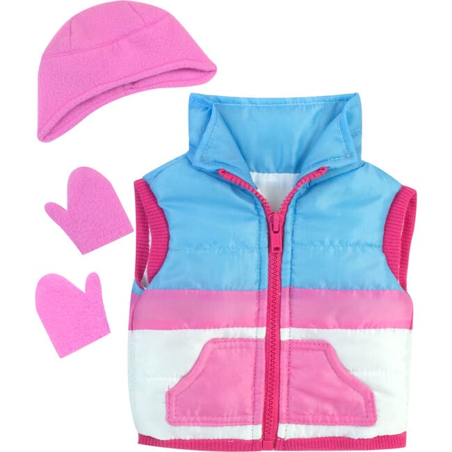 18'' Doll Winter Vest, Hat, Mittens & Winter Inner Tube Set, Pink - Doll Accessories - 2