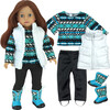 18'' Doll Print Knit Sweater, Leggings & Vest, Blue - Doll Accessories - 1 - thumbnail