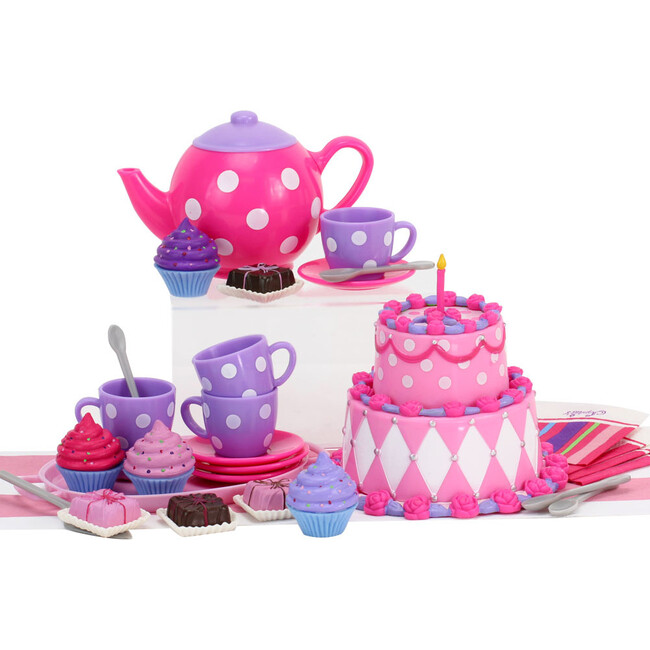 18'' Doll Small Tea Party Set, Pink - Doll Accessories - 4