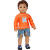18'' Doll Surf Shirt & Floral Print Swim Trunks, Orange - Doll Accessories - 2