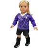 18'' Doll Soccer Outfit, Ball, Socks, Cleats & Shin Guards, Purple/Black - Doll Accessories - 3