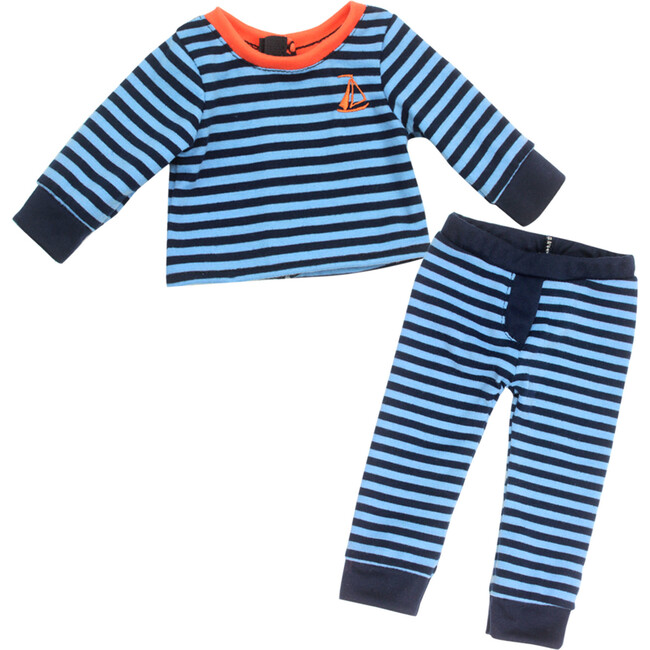 18'' Doll Stripe Pajama Pants & Long Sleeve T, Light Blue