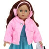 18'' Doll Fur Coat & Earmuff Headband, Pink - Doll Accessories - 2