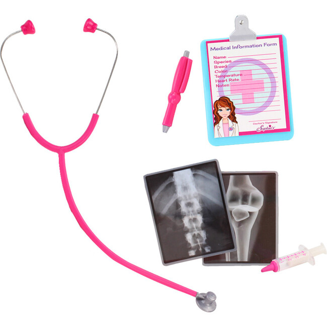 18'' Doll Doctor's Visit Outfit & Medical Accessories, Hot Pink