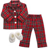 18'' Doll Flannel Pajama & Slippers Set, Red - Doll Accessories - 1 - thumbnail