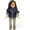 18'' Doll Ruffle Denim Jean Jacket, Animal Print Leggings, Blue - Doll Accessories - 3