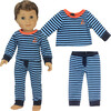 18'' Doll Stripe Pajama Pants & Long Sleeve T, Light Blue - Doll Accessories - 3 - thumbnail