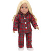 18'' Doll Flannel Pajama & Slippers Set, Red - Doll Accessories - 2 - thumbnail
