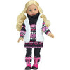 18'' Doll Knit Print Dress, Leggings, Scarf, Vest & Boots Set, Pink - Doll Accessories - 2