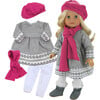 18'' Doll Fair Isle Dress, Leggings, Hat & Scarf, Gray - Doll Accessories - 3