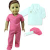 18'' Doll Fuchsia Doctor Scrubs & Lab Jacket Set, Hot Pink - Doll Accessories - 2