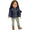 18'' Doll Ruffle Denim Jean Jacket, Animal Print Leggings, Blue - Doll Accessories - 4