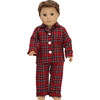 18'' Doll Flannel Pajama & Slippers Set, Red - Doll Accessories - 3 - thumbnail
