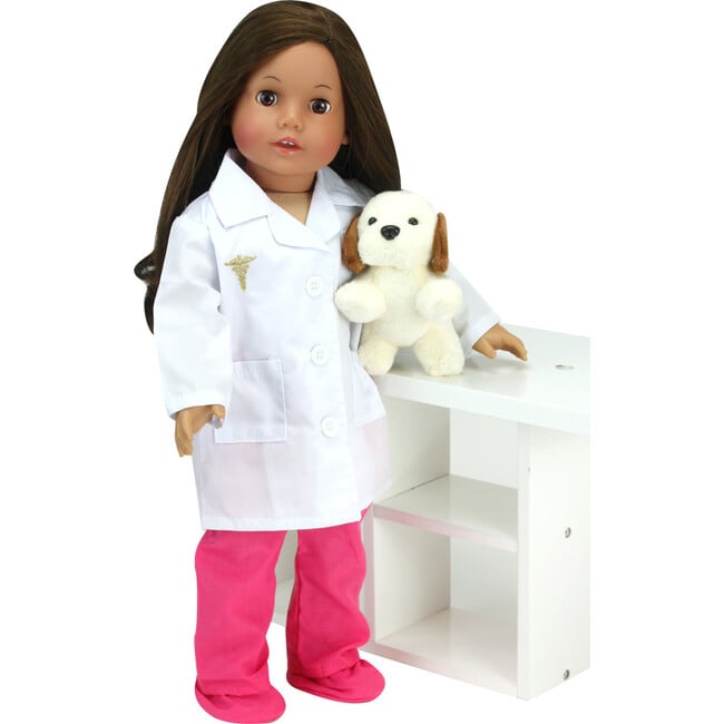 18'' Doll Fuchsia Doctor Scrubs & Lab Jacket Set, Hot Pink - Doll Accessories - 4