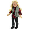 18'' Doll Checkered Shirt, Black Jeggings, Herringbone Print Vest & Black Boots, Red/Black - Doll Accessories - 2