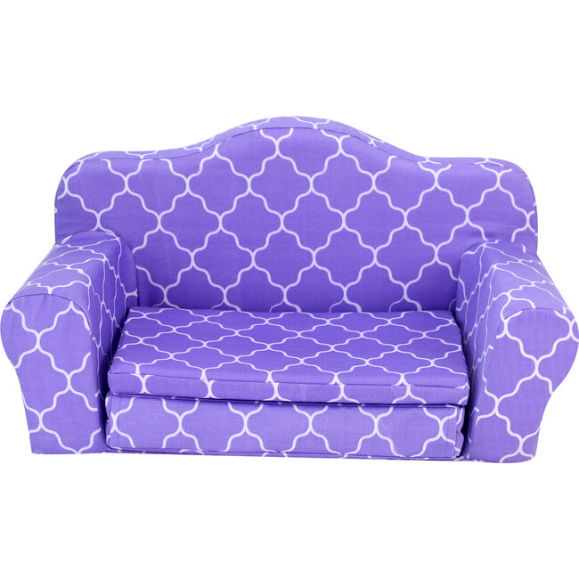 18'' Doll Print Pull Out Sofa Double Bed, Purple