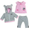 15" Doll Panda Bear Hooded Sweatshirt, Tunic & Polka Dot Leggings, Light Pink - Doll Accessories - 1 - thumbnail