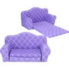 18'' Doll Print Pull Out Sofa Double Bed, Purple - Doll Accessories - 2