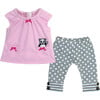 15" Doll Panda Bear Hooded Sweatshirt, Tunic & Polka Dot Leggings, Light Pink - Doll Accessories - 2