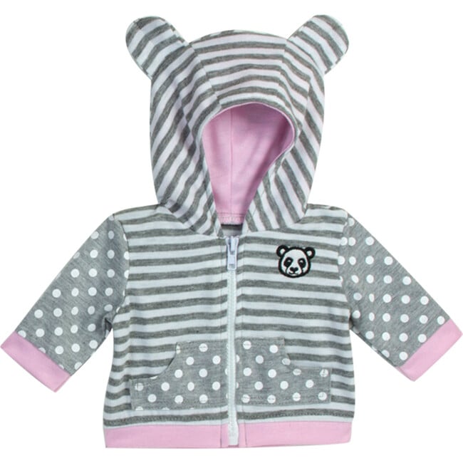 15" Doll Panda Bear Hooded Sweatshirt, Tunic & Polka Dot Leggings, Light Pink - Doll Accessories - 3