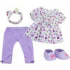 15" Doll Floral Top, Leggings & Headband Set, Purple - Doll Accessories - 2