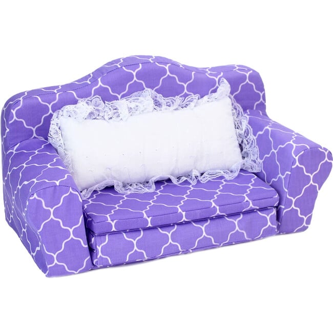 18'' Doll Print Pull Out Sofa Double Bed, Purple - Doll Accessories - 7