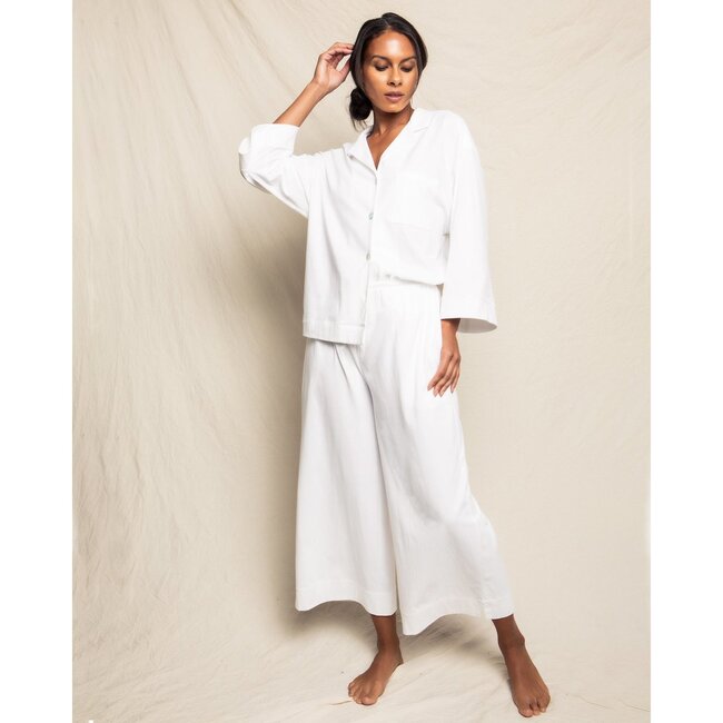Women's Wide Leg Pajama Set, White
