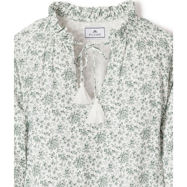 Women's Garbo Nightgown, Luxe Pima Sussex Evergreen - Pajamas - 3