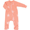 Peach Fabric White Wash Star Zipper Romper - Onesies - 1 - thumbnail