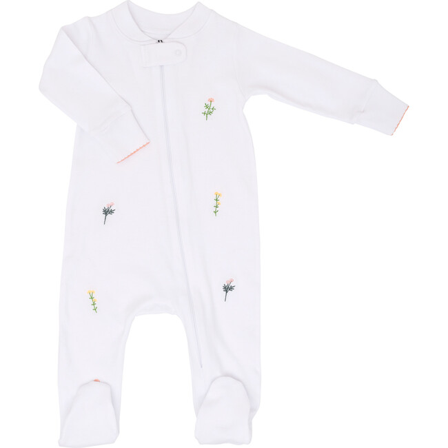 Botanical Embroidered Zipper Romper