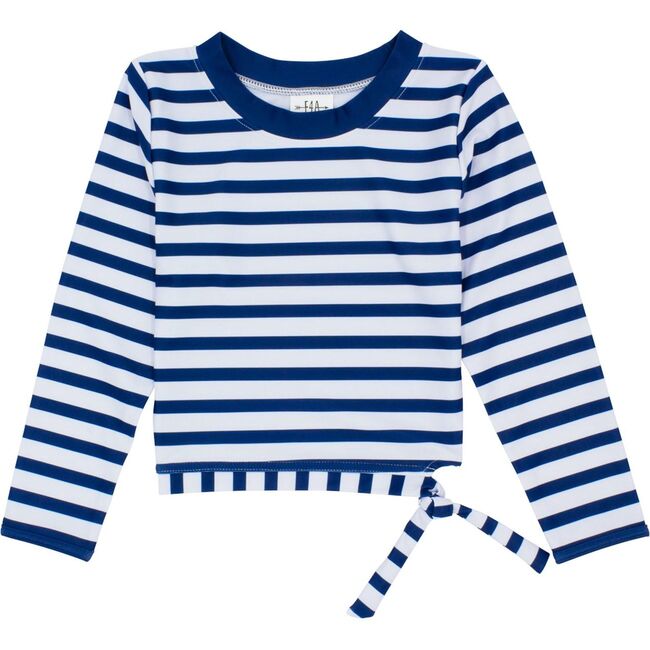 Ocean Love Cropped Rash Top Long Sleeve, Navy - Rash Guards - 1