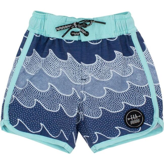 Cosmic Waves Baby Boy Boardshort, Navy - Swim Trunks - 1
