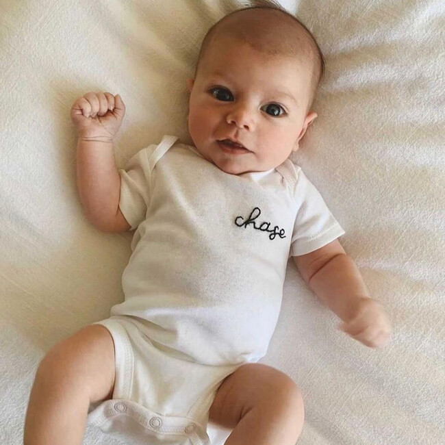 My Name is! Embroidered Bodysuit, White - Onesies - 2