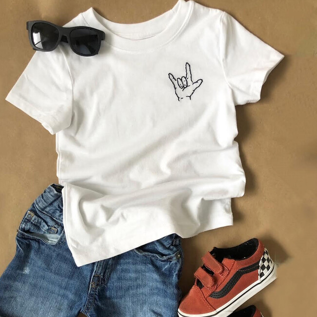 Embroidreed I Love You Name Tee, White - Tees - 4