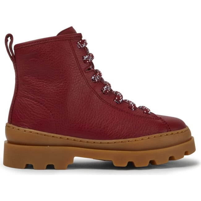 Kids Brutus Leather Lace Up Boot, Red