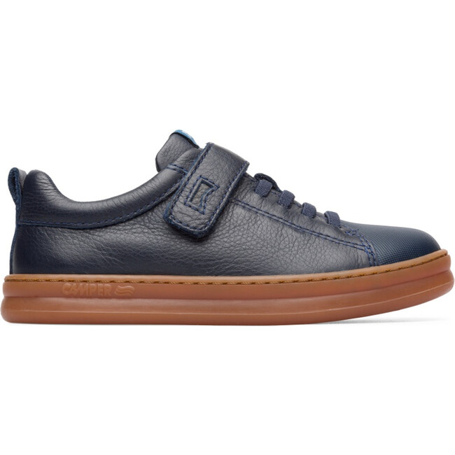 Kids Runner Four Leather Sneaker, Blue - Sneakers - 1