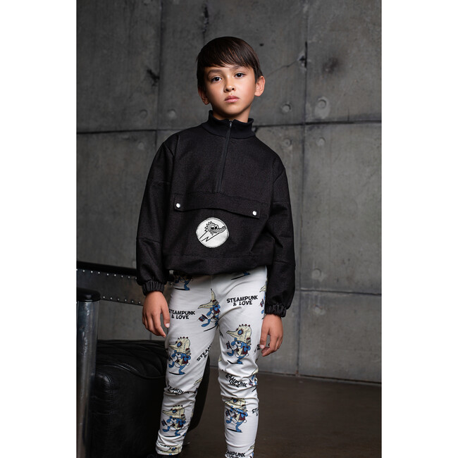 Quarter Zip Jacket, Black Denim - Jackets - 2
