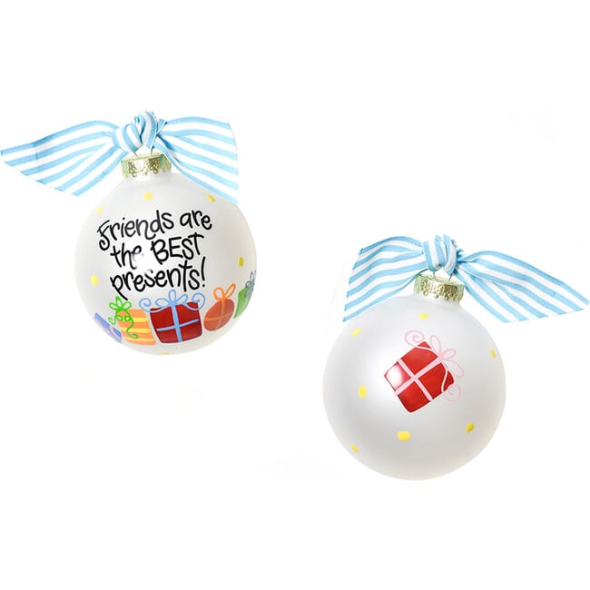 Friends Are The Best Presents Glass Ornament, White - Ornaments - 2